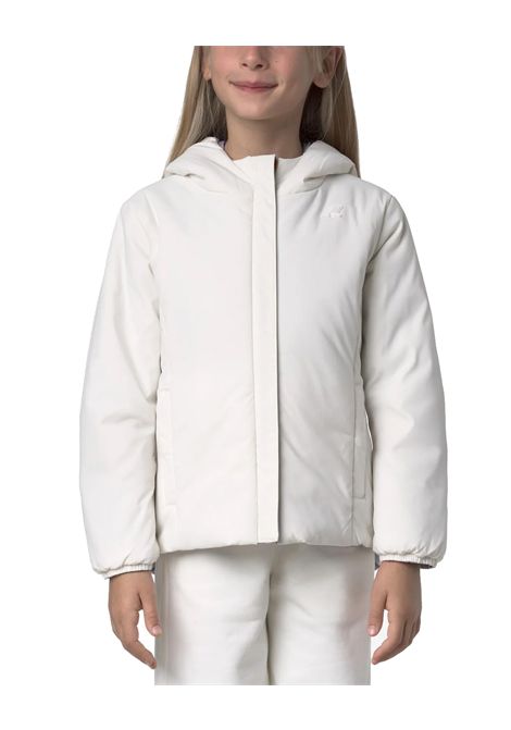 Giubbino K-WAY bambina P.LILY ST WARM REVERSIBLE K71339W Lilla/Bianco vestibilità regular fit cappuccio regolabile zip frontale polsi elastici tasche design reersibile K-WAY | Giubbini | K71339WBBL