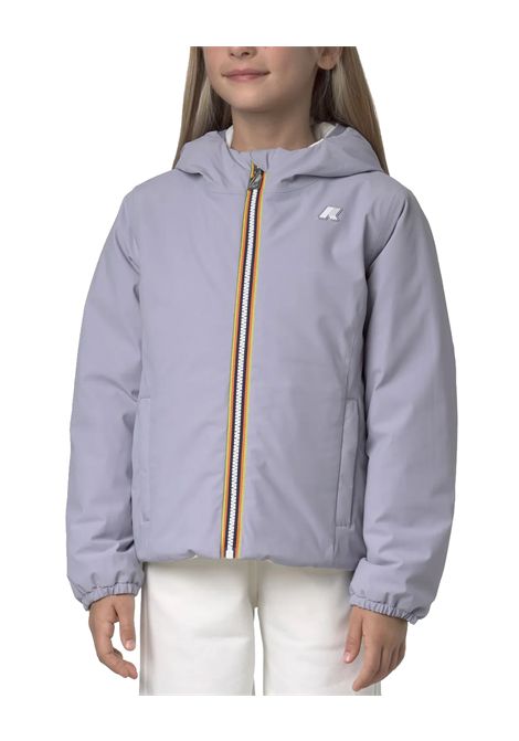 Giubbino K-WAY bambina P.LILY ST WARM REVERSIBLE K71339W Lilla/Bianco vestibilità regular fit cappuccio regolabile zip frontale polsi elastici tasche design reersibile K-WAY | Giubbini | K71339WBBL