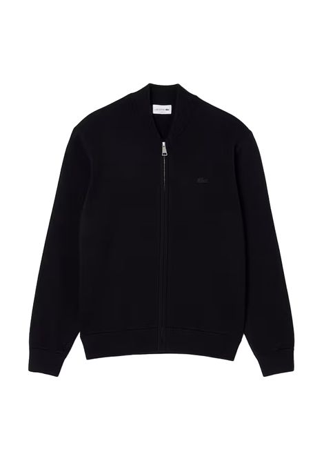 Bomber Lacoste uomo AH5177 Nero misto cotone e lana classic fit zip centrale coccodrillo tono su tono LACOSTE | Bomber | AH5177031