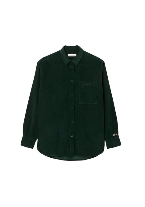 Camicia Lacoste donna CF5336 Verde overshirt  in velluto a coste spalle scese cotone LACOSTE | Camicia | CF5336YZP