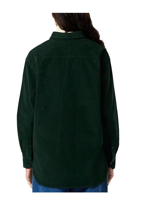 Camicia Lacoste donna CF5336 Verde overshirt  in velluto a coste spalle scese cotone LACOSTE | Camicia | CF5336YZP