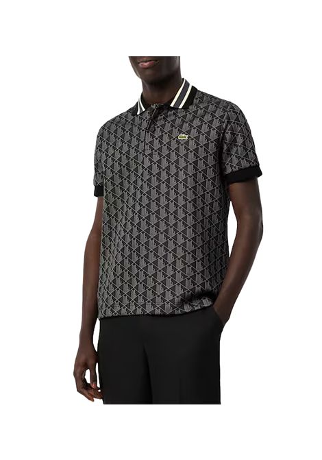 Polo Lacoste uomo DH141700 Nera jacquard vestibilità clessica e comoda monogramma classico coccodrillo LACOSTE | Polo | DH1417004PC