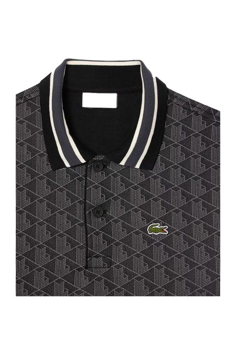 Polo Lacoste uomo DH141700 Nera jacquard vestibilità clessica e comoda monogramma classico coccodrillo LACOSTE | Polo | DH1417004PC