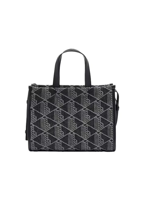 Borsa Lacoste donna NF5177HK Nero shopping bag piccola monogramma denim resistente con bordo liscio  cinghia regolabile tasca interna LACOSTE | Borse | NF5177HKR33