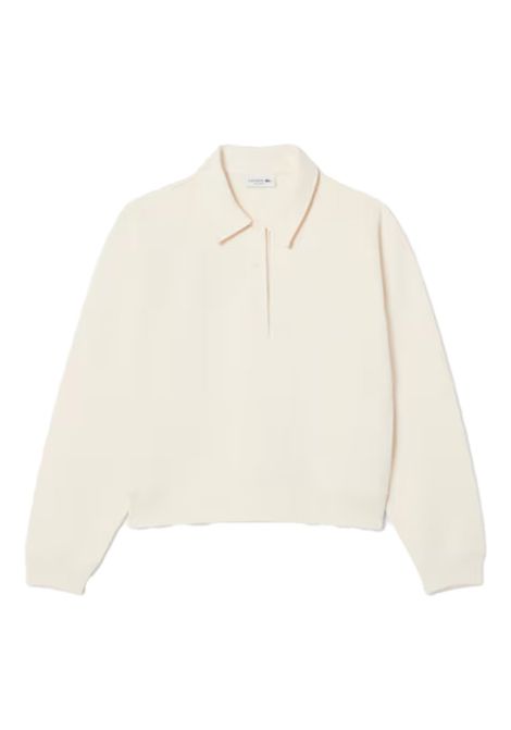 Felpa Lacoste donna SF035100 Beige pile cotone spalle scese fasce a costine LACOSTE | Felpe | SF035100XFJ