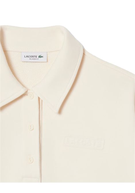Felpa Lacoste donna SF035100 Beige pile cotone spalle scese fasce a costine LACOSTE | Felpe | SF035100XFJ