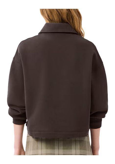 Felpa Lacoste donna SF527500 Marrone oversize spalle scese polsini a coste LACOSTE | Felpe | SF527500SKB