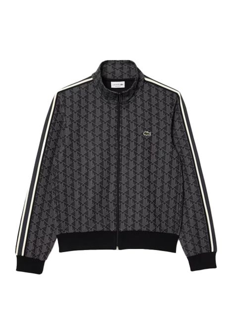 Felpa Lacoste uomo SH136800 Nera monogramma jacquard tasche regular LACOSTE | Felpe | SH1368004PC