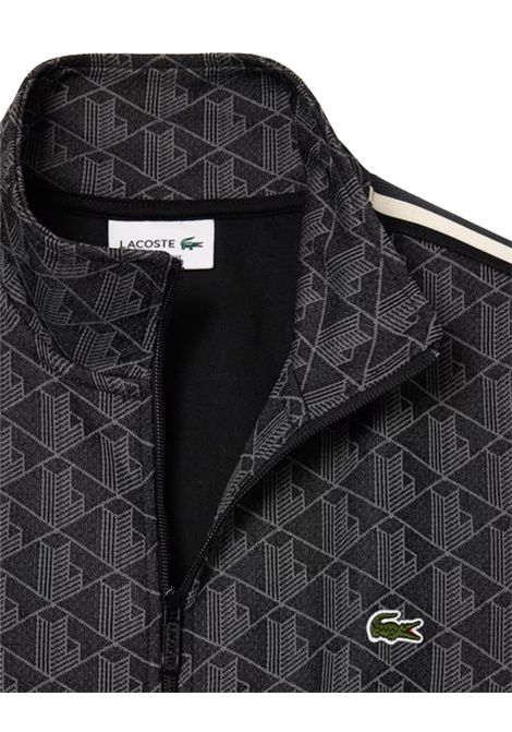 Felpa Lacoste uomo SH136800 Nera monogramma jacquard tasche regular LACOSTE | Felpe | SH1368004PC