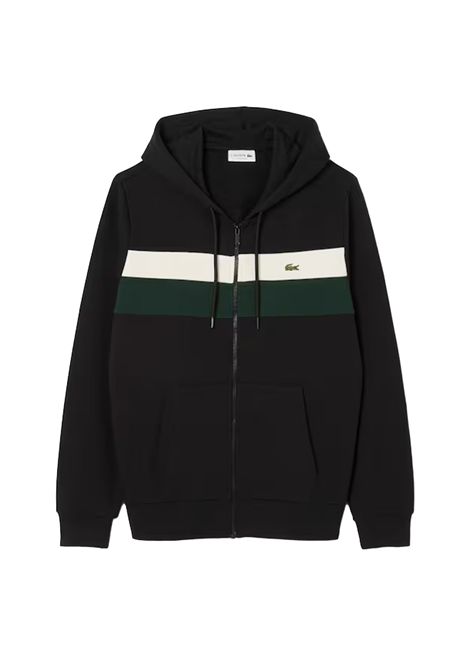 Felpa Lacoste uomo SH5913 Nera cappuccio zip cotone felpato logo cotone LACOSTE | SH59136XH