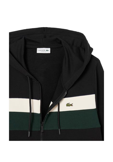 Felpa Lacoste uomo SH5913 Nera cappuccio zip cotone felpato logo cotone LACOSTE | Felpe | SH59136XH