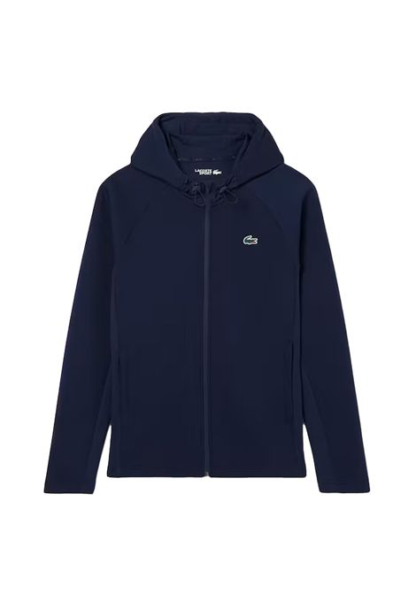 Felpa Lacoste uomo SH8914 Blu giacc sportiva con cappuccio regolabile tasche laterali logo LACOSTE | SH8914423