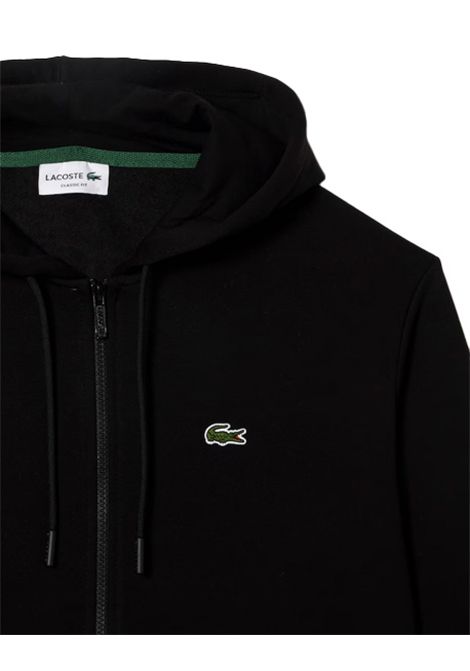 Felpa Lacoste uomo SH9626 Nera zip cappuccio tasca a marsupio LACOSTE | Felpe | SH9626031