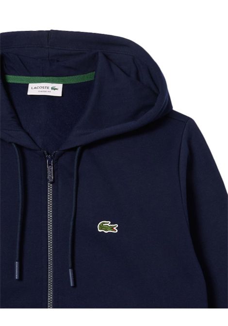 Felpa Lacoste uomo SH9626 Blu cappuccio zip tasca a marsupio LACOSTE | Felpe | SH9626166