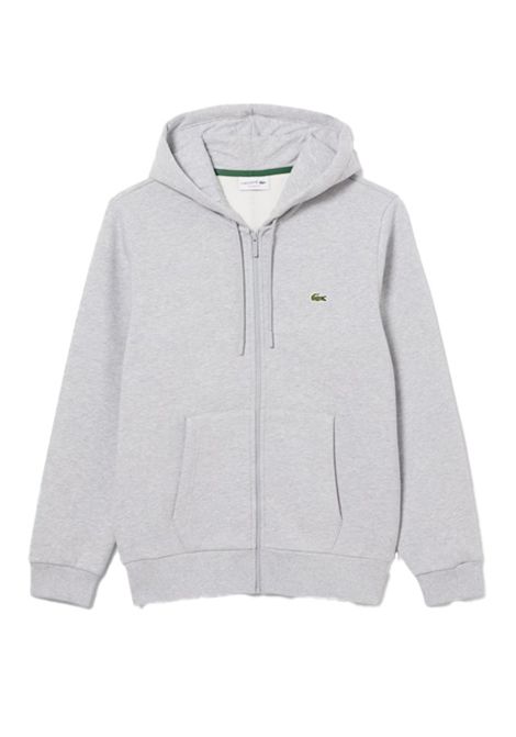 Felpa Lacoste uomo SH9626 Grigia zip cappuccio tascha a marsupio LACOSTE | Felpe | SH9626CCA