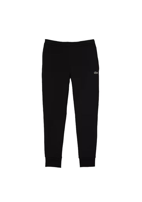 Pantalone Lacoste uomo XH9624 Nero slim fit cotone organico spazzolato polsini a costine alle caviglie coulisse interna  polsini a costine alle caviglie e la coulisse interna LACOSTE | Pantaloni | XH9624031