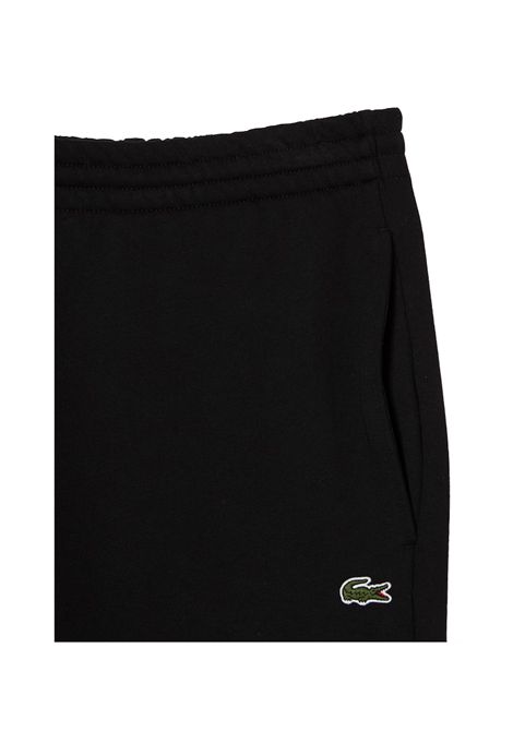 Pantalone Lacoste uomo XH9624 Nero slim fit cotone organico spazzolato polsini a costine alle caviglie coulisse interna  polsini a costine alle caviglie e la coulisse interna LACOSTE | Pantaloni | XH9624031