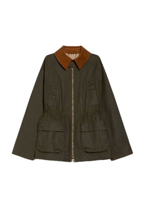 Giacca PENNYBLACK Ariccia donna 2521036013 Verde cotone cerato linea morbida e regolabile colletto e polsi in velluto a coste maniche reglan zip PENNYBLACK | Giacche | 252103601302