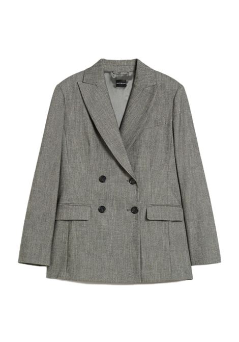 Blazer PENNYBLACK Lecteur donna 2521046153200 Grigio doppiopetto twill di cotone stretch con lurex lamè slim fit PENNYBLACK | Giacca | 2521046153200004