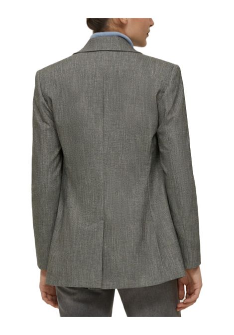 Blazer PENNYBLACK Lecteur donna 2521046153200 Grigio doppiopetto twill di cotone stretch con lurex lamè slim fit PENNYBLACK | Giacca | 2521046153200004