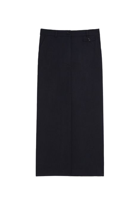 Gonna Pennyblack Burt donna 2521106053200 Blu tinta unita viscosa stretch dritta vita regolare  PENNYBLACK | Gonne | 2521106053200004