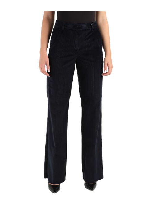Pantalone PENNYBLACK Obolo donna 2521136203200 Blu velluto gamba dritta piega stirata tasche alla francese vita regolare PENNYBLACK | Pantaloni | 2521136203200006