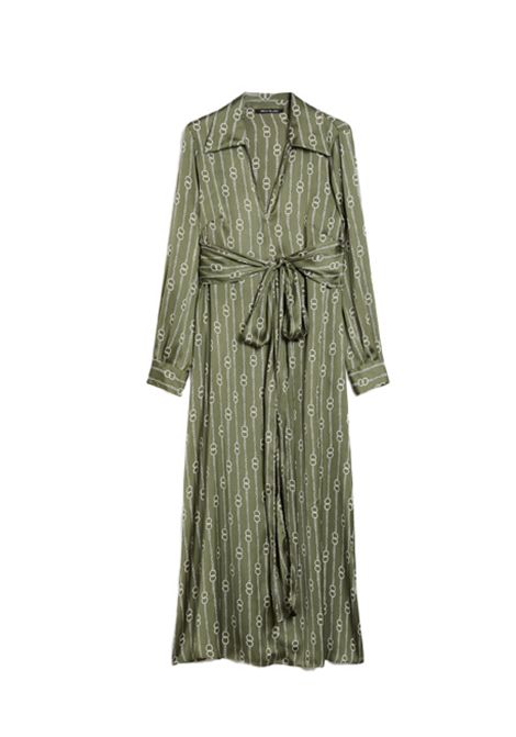 Abito Pennyblack Lione donna 2521226063200 verde fantasia a contrasto fusciacche scollo a v PENNYBLACK | Abiti | 2521226063200005