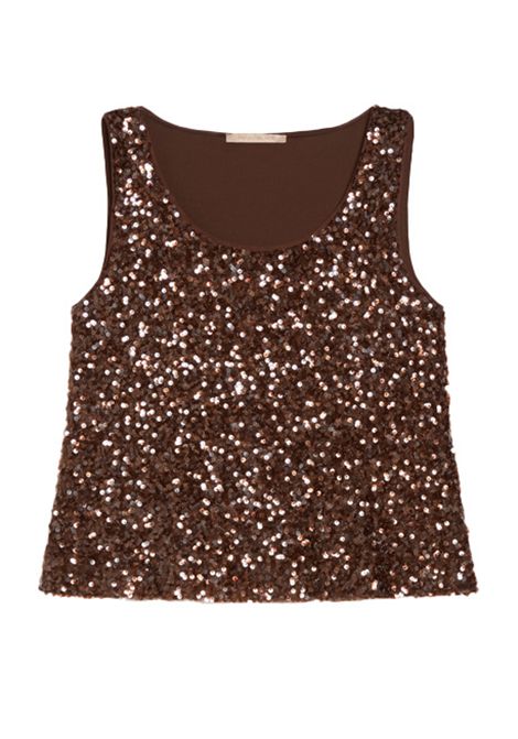 Top Pennyblack Semisse donna 2521976022200 marrone paillettes scollo tondo aderente PENNYBLACK | Top | 2521976022200002