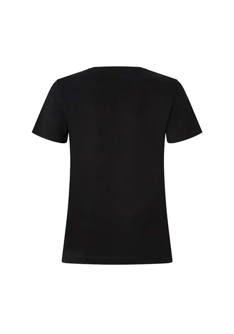 T-shirt Pinko donna 100355A2RD Nero jersey di cotone taglio slim fit  ricamo frontale con logo Love Birds PINKO | T-shirt | 100355A2RDA2RD