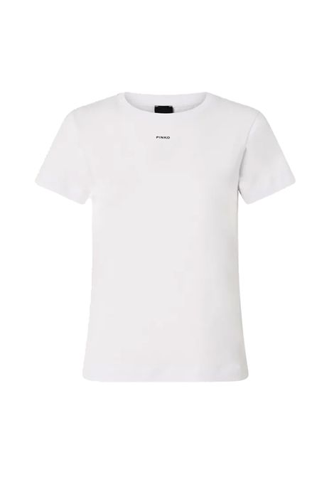 T-shirt Pinko donna 100373A2RE Bianca stampa logo jersey di cotone slim PINKO | T-shirt | 100373A2REZ04