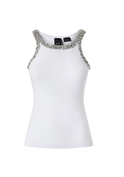 Canotta Pinko donna 104109A2TMZ04 Coriandoli Gioiello bianca PINKO | Canotte | 104109A2TMZ04