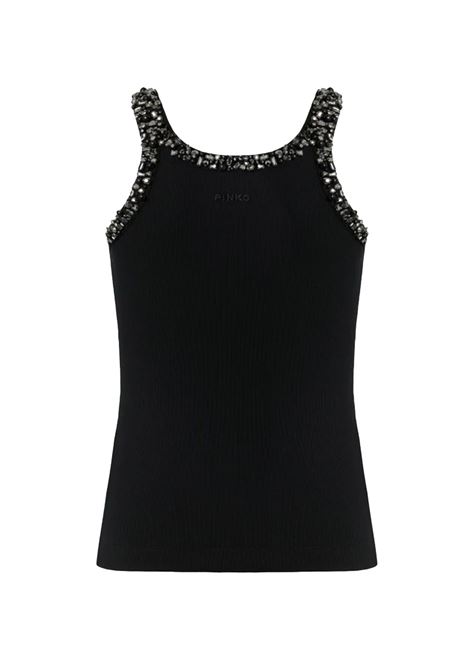 Canotta Pinko donna 104109A2TMZ99 Coriandoli Gioiello Nera PINKO | Canotte | 104109A2TMZ99