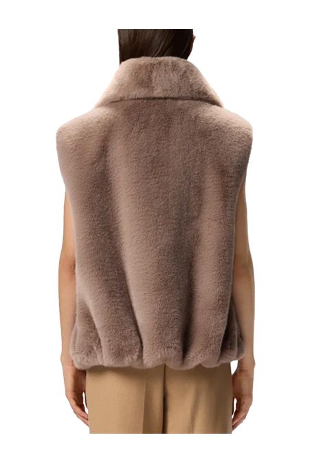 Gilet Pinko donna 105107A2WN Beige effetto pelliccia tessuto aspen collo alto zip centrale PINKO | Gilet | 105107A2WND01