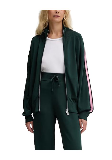 Felpa Pinko donna 105391A2FQ Verde zip maxi logo dettagli elasticizzati bande laterali a contrasto PINKO | Felpe | 105391A2FQX77