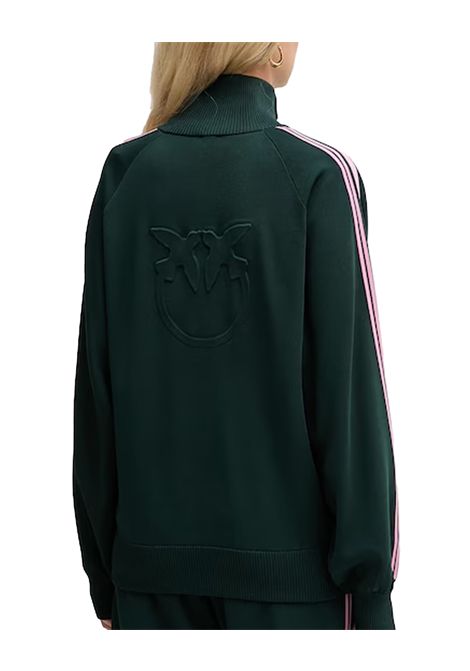 Felpa Pinko donna 105391A2FQ Verde zip maxi logo dettagli elasticizzati bande laterali a contrasto PINKO | Felpe | 105391A2FQX77