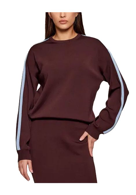 Felpa Pinko donna 105392A2FQ Bordeaux sporty con logo banda laterale a contrasto collo giro e maxi logo posteriore PINKO | Felpe | 105392A2FQR57