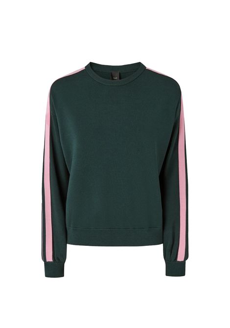 Felpa Pinko donna 105392A2FQ Verde sporty collo giro e maxi logo posteriore PINKO | Felpe | 105392A2FQX77