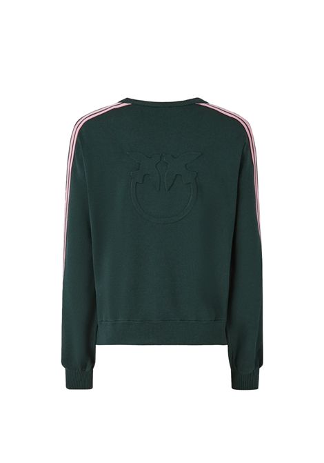Felpa Pinko donna 105392A2FQ Verde sporty collo giro e maxi logo posteriore PINKO | Felpe | 105392A2FQX77