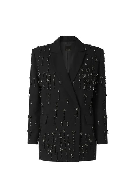 Blazer Pinko donna 105411A2PN Nero taglio dritto chiusura a bottone invisibile tessuto misto foderato PINKO | Blazer | 105411A2PNZ99