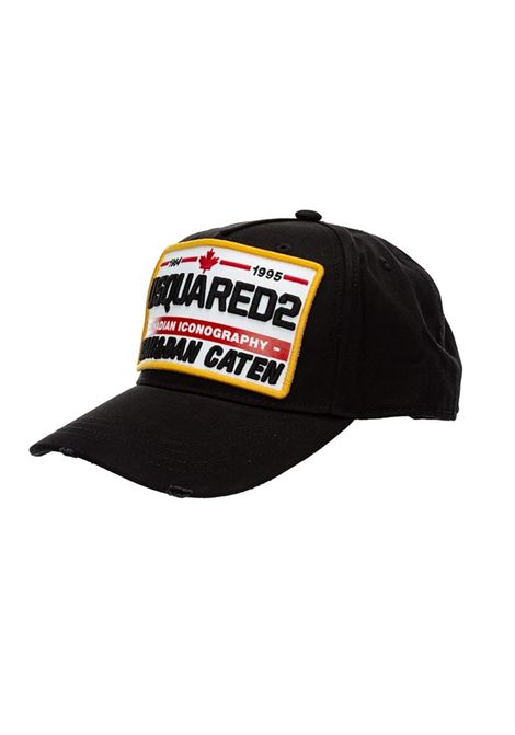 Cappello Dsquared2 uomo BCM035505C000012124 nero patch DSQUARED2 | Cappelli | BCM035505C000012124