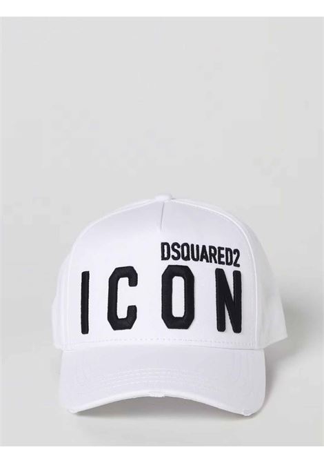 Cappello Dsquared2 uomo BCM041205C00001M072 bianco logo ricamato DSQUARED2 | Cappelli | BCM041205C00001M072
