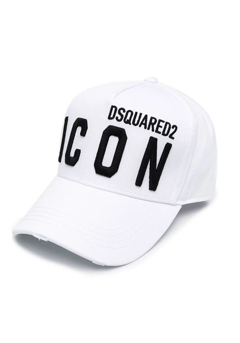 Cappello Dsquared2 uomo BCM041205C00001M072 bianco logo ricamato DSQUARED2 | Cappelli | BCM041205C00001M072