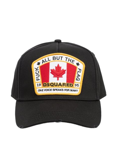Cappello Dsquared2 uomo BCM401105C000012124 nero patch flag canada DSQUARED2 | Cappelli | BCM401105C000012124