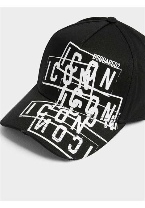 Cappello Dsquared2 uomo BCM078905C00001M063 nero monogramma stampato DSQUARED2 | Cappelli | BCM078905C00001M063