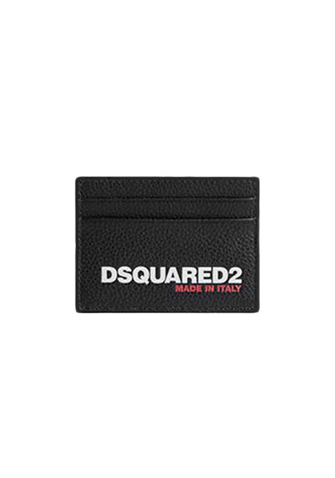 Portacarte Dsquared2 uomo CCM001525103888 Nero pelle martellata lettering DSQUARED2 | Portacarte | CCM0015251038882124
