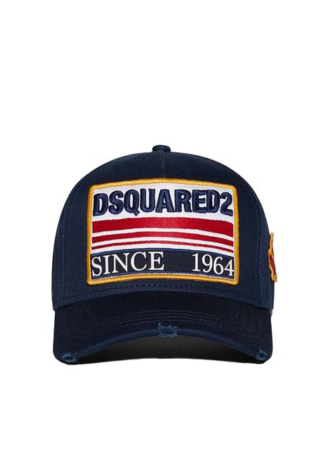 Cappello Dsquared2 uomo BCM051605C00001MM1386 blu patch in contrasto DSQUARED2 | Cappelli | BCM051605C00001MM1386