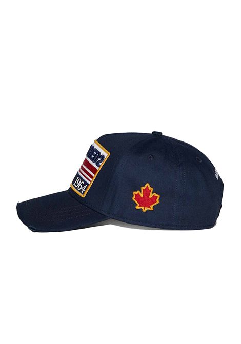 Cappello Dsquared2 uomo BCM051605C00001MM1386 blu patch in contrasto DSQUARED2 | Cappelli | BCM051605C00001MM1386
