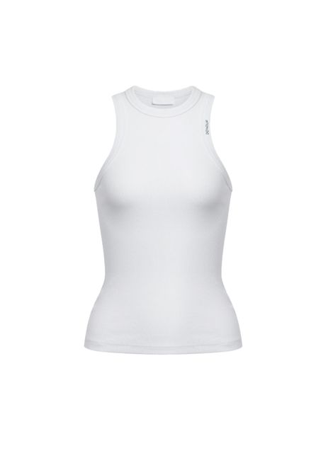 Top DONDUP donna DS071JS0314D Bianco girocollo slim scollo all'americana  DONDUP | DS071JS0314D000