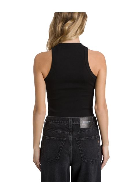 Top DONDUP donna DS071JS0314D Nero giricollo slim logo scollo DONDUP | Top | DS071JS0314D999