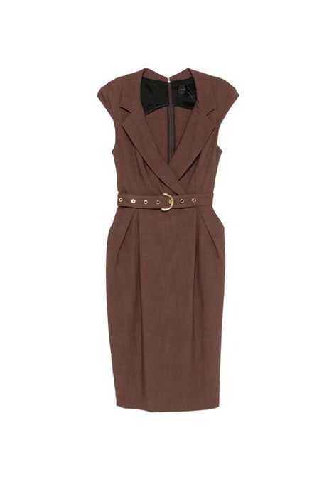 Abito donna Pinko 106565A2W6 Amandine marrone midi portafoglio cintura PINKO | 106565A2W6L78